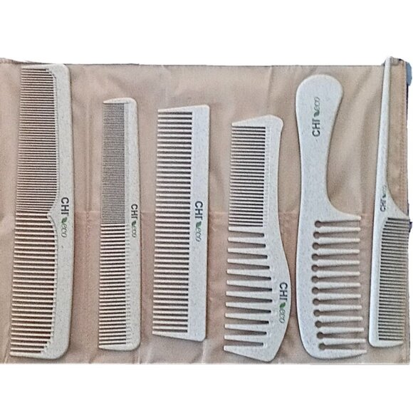 CHI Eco Friendly Combs Kit Set 7 Biodegradable Comb Heat Resistant Storage Bag - Picture 2 of 4